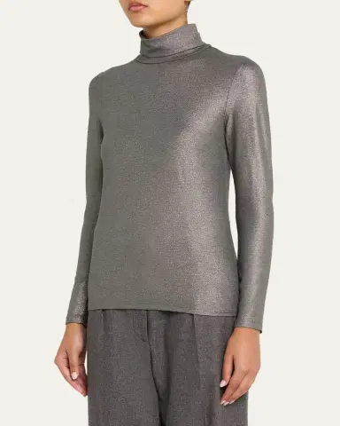 MAJESTIC FILATURES Metallic Long-Sleeve Turtleneck Top | Thumbnail 4