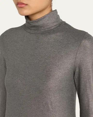 MAJESTIC FILATURES Metallic Long-Sleeve Turtleneck Top | Thumbnail 5