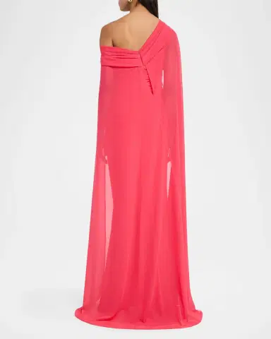 Talbot Runhof Ruched Off-The-Shoulder Mesh Cape Gown | Thumbnail 7 Talbot Runhof Ruched Off-The-Shoulder Mesh Cape Gown | Thumbnail 7