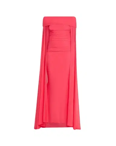 Talbot Runhof Ruched Off-The-Shoulder Mesh Cape Gown | Thumbnail 1 Talbot Runhof Ruched Off-The-Shoulder Mesh Cape Gown | Thumbnail 1