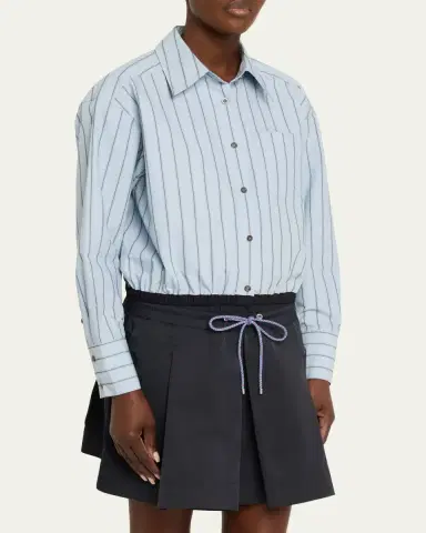 3.1 Phillip Lim Striped Cropped Button-Front Shirt | Thumbnail 4