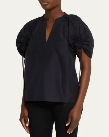 3.1 Phillip Lim Ruched Sleeve V-Neck Blouse | Thumbnail 4