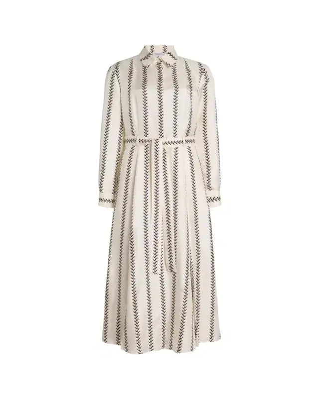 Galway Riding-Boot Striped Silk Belted Midi Shirtdress