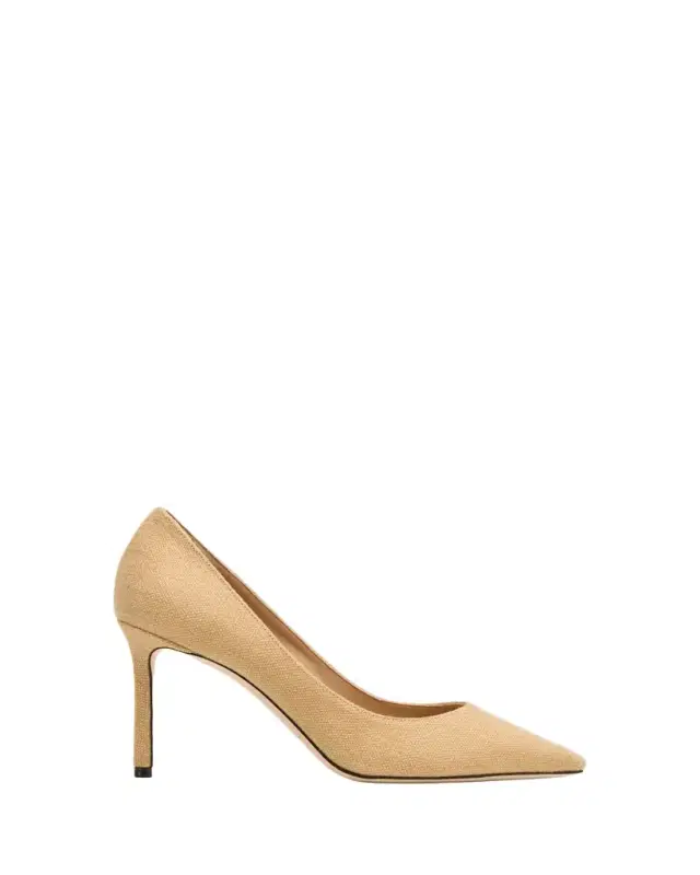 Jimmy Choo 85mm Romy Linen Pointed-Toe Pumps