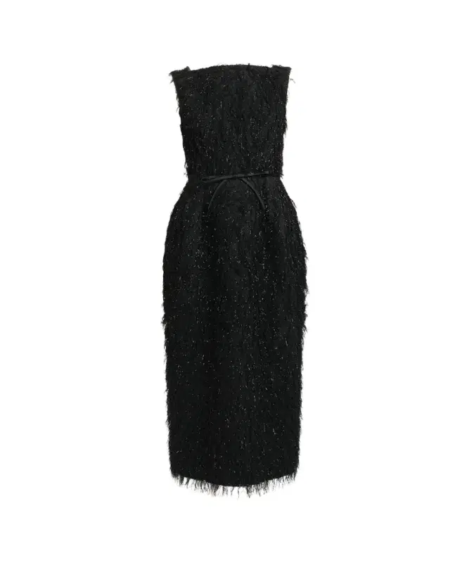 Metallic Fringe Sleeveless Ankle Dress