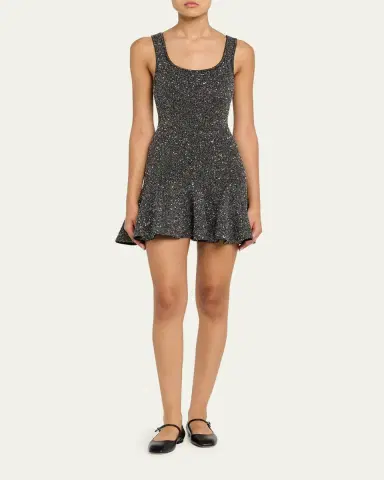LoveShackFancy Sarajane Sequined Stretch Knit Mini Dress | Thumbnail 2 LoveShackFancy Sarajane Sequined Stretch Knit Mini Dress | Thumbnail 2