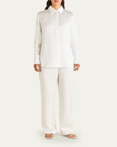Olivia von Halle Bacall Straight-Leg Silk Pajama Set | Thumbnail 2