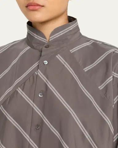 Eskandar A-Line Patchwork Striped Cotton Shirt | Thumbnail 5