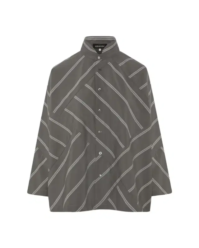 A-Line Patchwork Striped Cotton Shirt