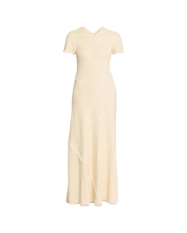Julia Boucle Bias Short-Sleeve Maxi Dress
