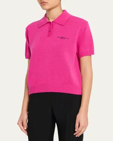 Givenchy Short-Sleeve Cashmere-Wool Polo Shirt | Thumbnail 4 Givenchy Short-Sleeve Cashmere-Wool Polo Shirt | Thumbnail 4