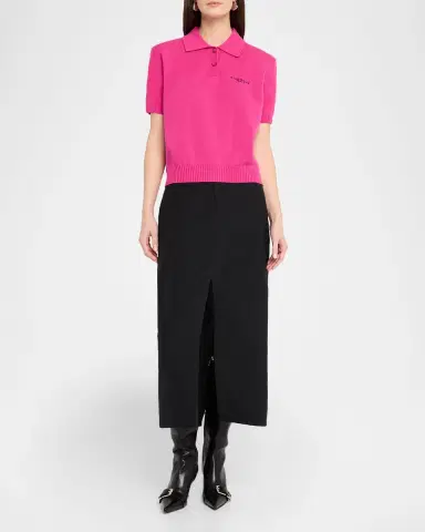 Givenchy Short-Sleeve Cashmere-Wool Polo Shirt | Thumbnail 6 Givenchy Short-Sleeve Cashmere-Wool Polo Shirt | Thumbnail 6