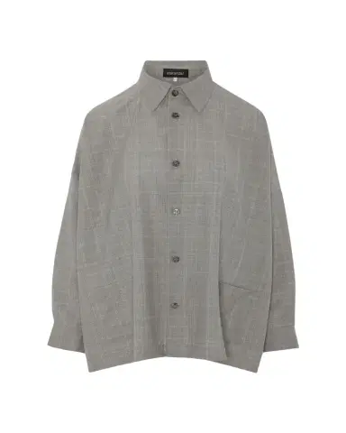 Eskandar Wide Longer Back Shirt Jacket With Collar - Mid Plus Length | Thumbnail 1