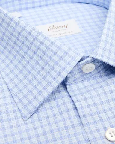 Brioni Men's Ventiquattro Cotton Micro-Plaid Dress Shirt | Thumbnail 2 Brioni Men's Ventiquattro Cotton Micro-Plaid Dress Shirt | Thumbnail 2