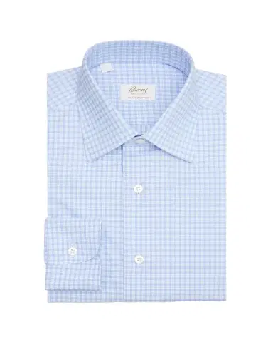 Brioni Men's Ventiquattro Cotton Micro-Plaid Dress Shirt | Thumbnail 1 Brioni Men's Ventiquattro Cotton Micro-Plaid Dress Shirt | Thumbnail 1
