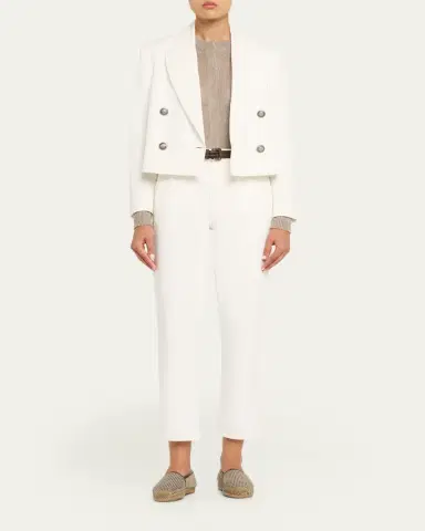 Brunello Cucinelli Mid-Rise Cotton Bull Straight-Leg Ankle Jeans | Thumbnail 2