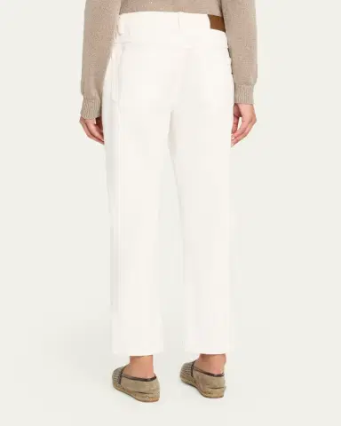 Brunello Cucinelli Mid-Rise Cotton Bull Straight-Leg Ankle Jeans | Thumbnail 3