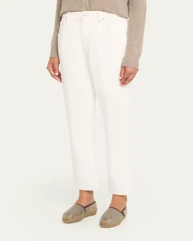 Brunello Cucinelli Mid-Rise Cotton Bull Straight-Leg Ankle Jeans | Thumbnail 4