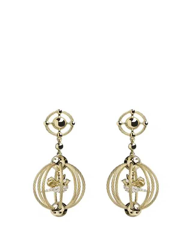 18K Gold Birdcage Earrings with Diamonds
