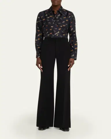 Gabriela Hearst Cruz Horse-Print Silk Button-Down Shirt | Thumbnail 2