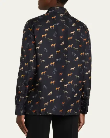 Gabriela Hearst Cruz Horse-Print Silk Button-Down Shirt | Thumbnail 3