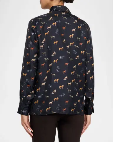 Gabriela Hearst Cruz Horse-Print Silk Button-Down Shirt | Thumbnail 7