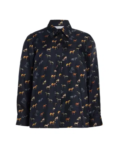 Gabriela Hearst Cruz Horse-Print Silk Button-Down Shirt | Thumbnail 1