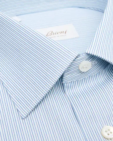 Brioni Men's Cotton Hairline Stripe Point Collar Dress Shirt | Thumbnail 2 Brioni Men's Cotton Hairline Stripe Point Collar Dress Shirt | Thumbnail 2