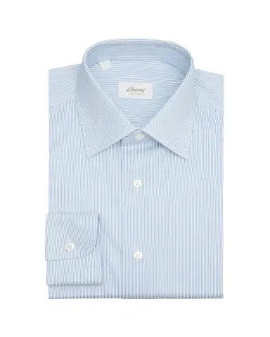 Brioni Men's Cotton Hairline Stripe Point Collar Dress Shirt | Thumbnail 1 Brioni Men's Cotton Hairline Stripe Point Collar Dress Shirt | Thumbnail 1