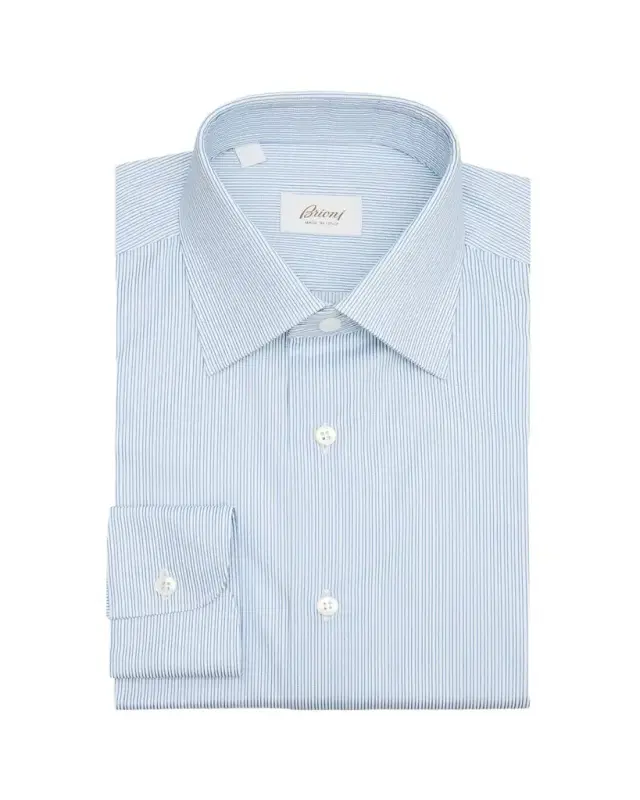 Men's Cotton Hairline Stripe Point Collar Dress Shirt