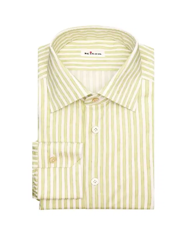 Men's Stripe Cotton-Stretch Point Collar Dress Shirt