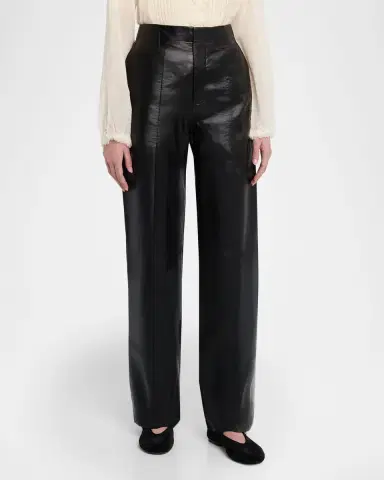 Ulla Johnson Tullia Leather Straight-Leg Trousers | Thumbnail 3