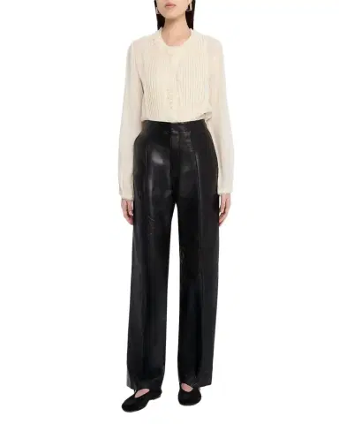 Ulla Johnson Tullia Leather Straight-Leg Trousers | Thumbnail 1