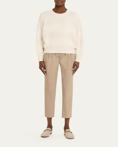 Brunello Cucinelli Cotton Twill Slim-Leg Ankle Pull-On Pants | Thumbnail 2