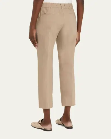 Brunello Cucinelli Cotton Twill Slim-Leg Ankle Pull-On Pants | Thumbnail 3