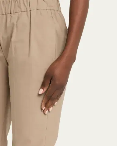 Brunello Cucinelli Cotton Twill Slim-Leg Ankle Pull-On Pants | Thumbnail 5