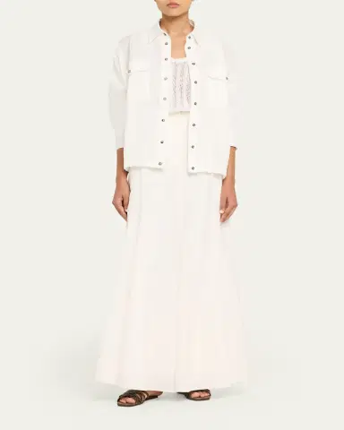 Brunello Cucinelli Linen Pailette Charming Cable Scoop-Neck Tank Top | Thumbnail 2