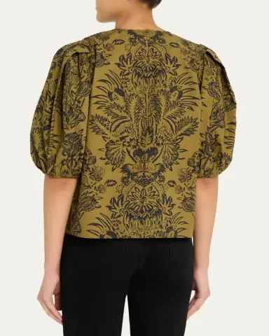 Ulla Johnson Frantiska Floral Poplin Puff-Sleeve Blouse | Thumbnail 3 Ulla Johnson Frantiska Floral Poplin Puff-Sleeve Blouse | Thumbnail 3