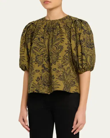 Ulla Johnson Frantiska Floral Poplin Puff-Sleeve Blouse | Thumbnail 4 Ulla Johnson Frantiska Floral Poplin Puff-Sleeve Blouse | Thumbnail 4