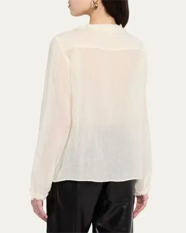 Ulla Johnson Adriel Pleated Ruffle Long-Sleeve Button-Down Top | Thumbnail 3