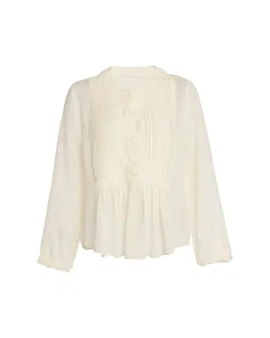 Ulla Johnson Adriel Pleated Ruffle Long-Sleeve Button-Down Top | Thumbnail 1