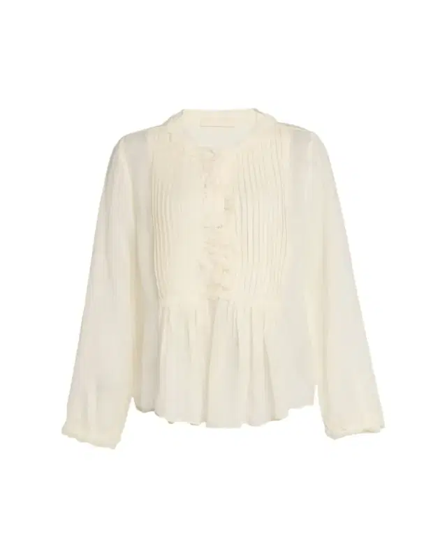 Adriel Pleated Ruffle Long-Sleeve Button-Down Top