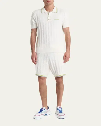 CASABLANCA Men's Boucle Cotton-Blend Polo Shirt | Thumbnail 2