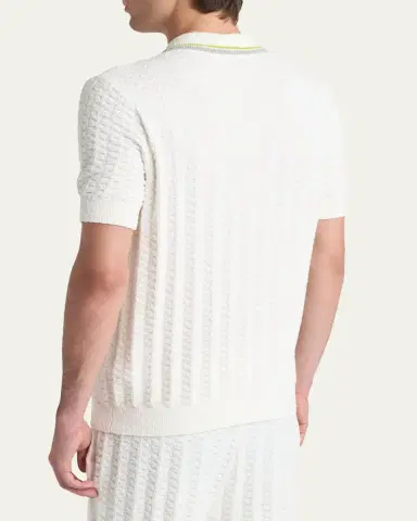 CASABLANCA Men's Boucle Cotton-Blend Polo Shirt | Thumbnail 3