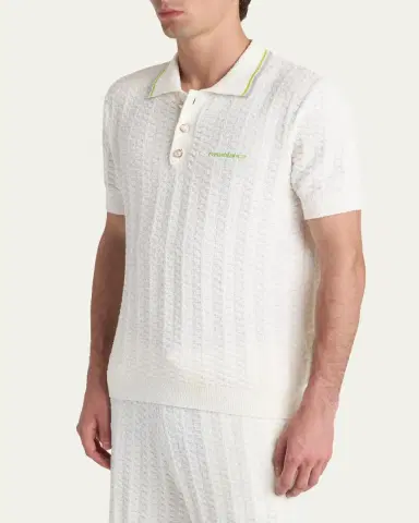 CASABLANCA Men's Boucle Cotton-Blend Polo Shirt | Thumbnail 4