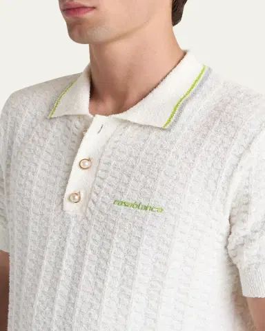 CASABLANCA Men's Boucle Cotton-Blend Polo Shirt | Thumbnail 5