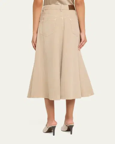 Brunello Cucinelli Denim Fit-&-Flare Midi Skirt | Thumbnail 3 Brunello Cucinelli Denim Fit-&-Flare Midi Skirt | Thumbnail 3