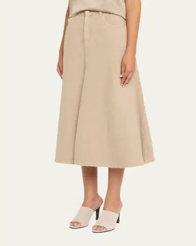 Brunello Cucinelli Denim Fit-&-Flare Midi Skirt | Thumbnail 4 Brunello Cucinelli Denim Fit-&-Flare Midi Skirt | Thumbnail 4