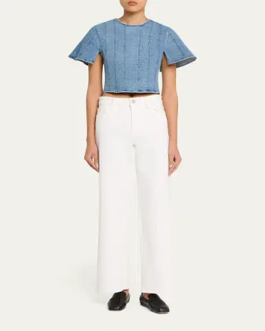 Simkhai Kolby Short-Sleeve Denim Top | Thumbnail 2