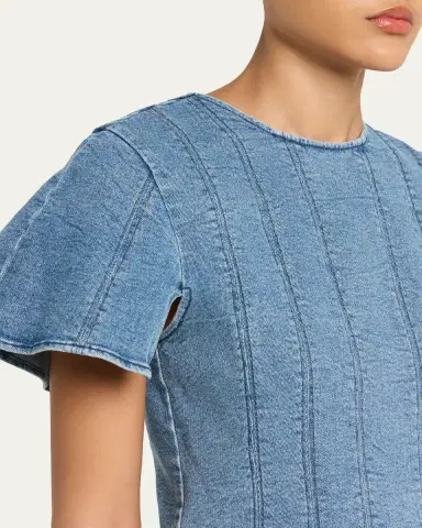 Simkhai Kolby Short-Sleeve Denim Top | Thumbnail 5